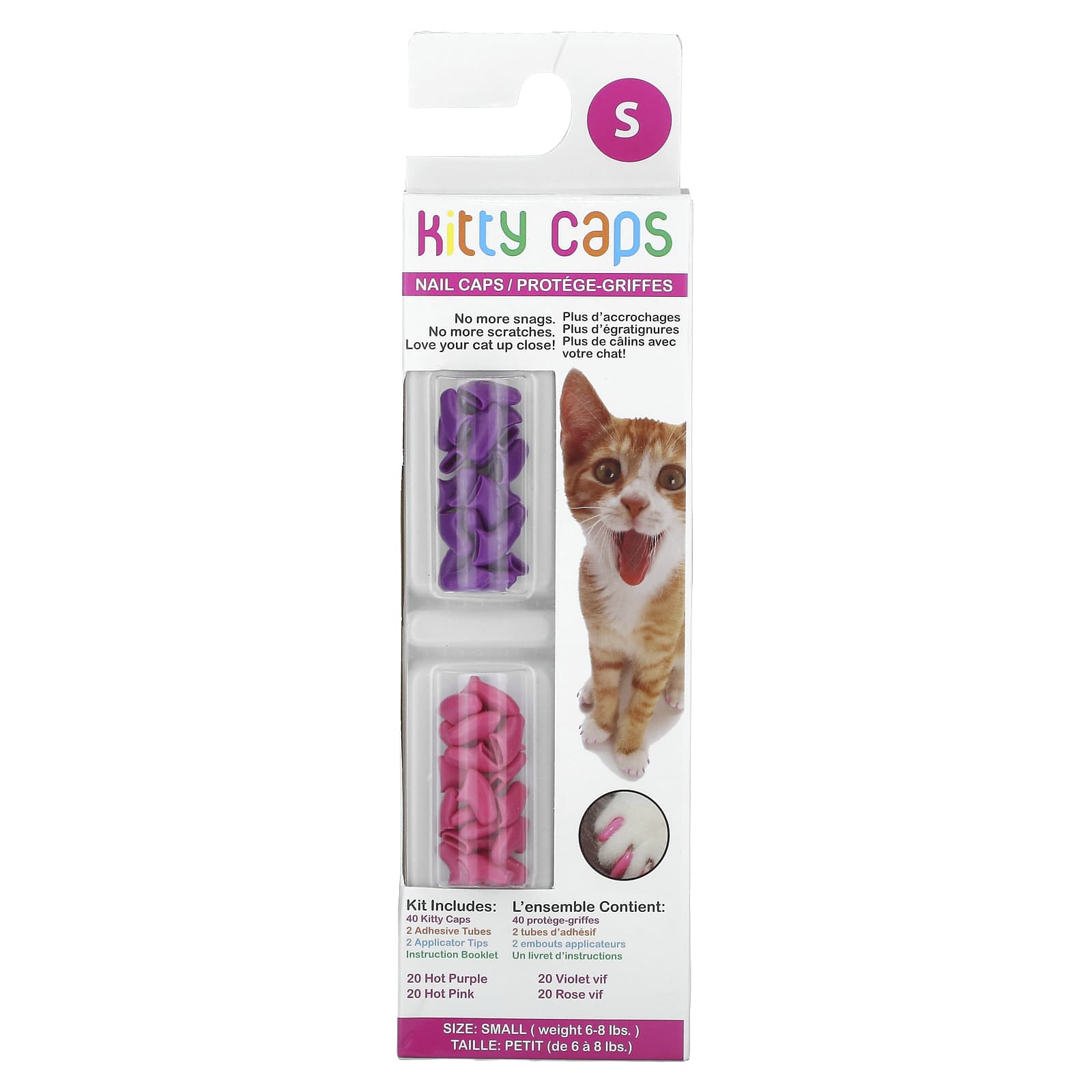 Kitty Caps-Nail Caps Kit-Small-Hot Purple-Hot Pink-44 Piece Kit