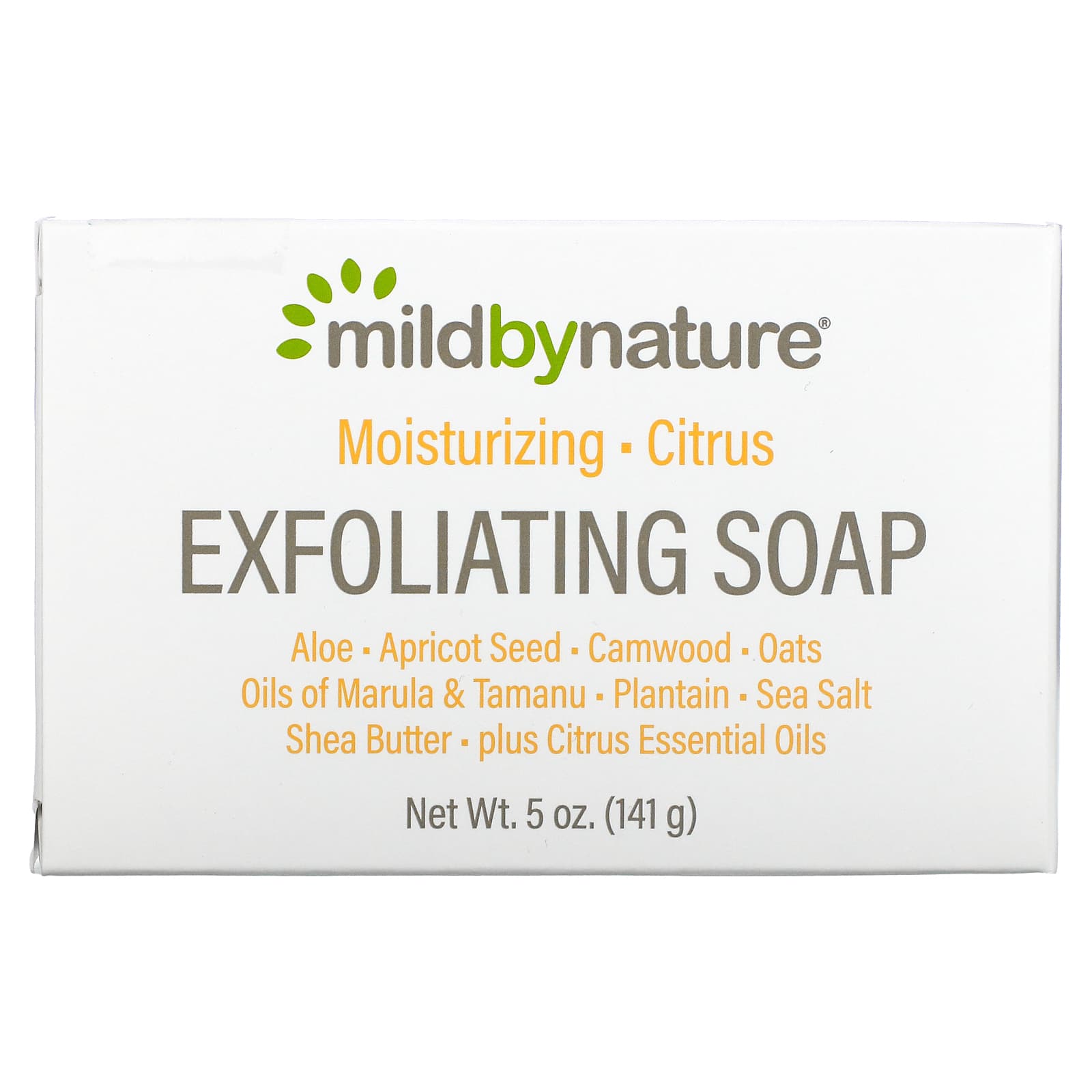 Mild By Nature-Exfoliating Bar Soap-with Marula & Tamanu Oils plus Shea Butter-Citrus-5 oz (141 g)