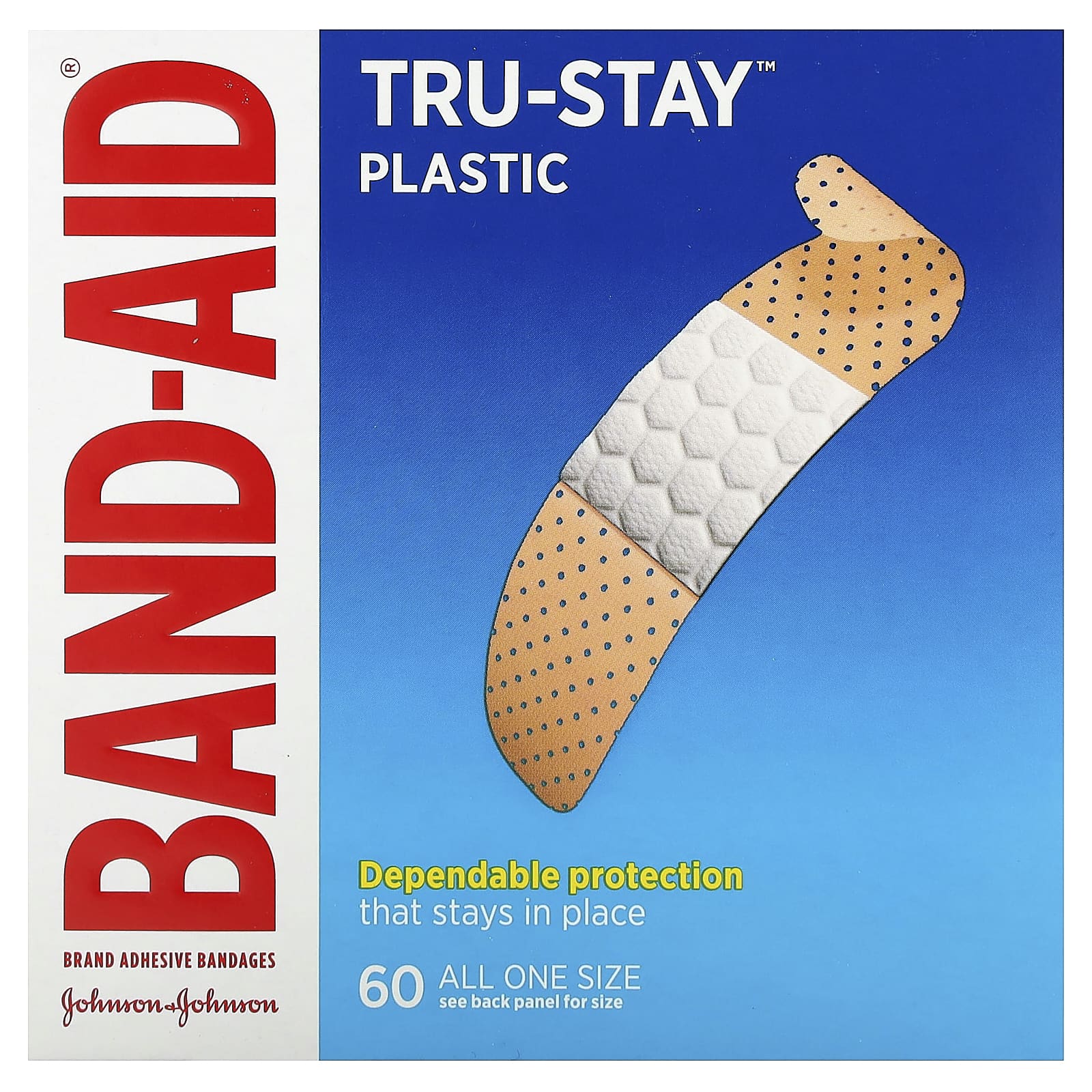 Band Aid-Adhesive Bandages-Tru-Stay-Plastic-60 Bandages