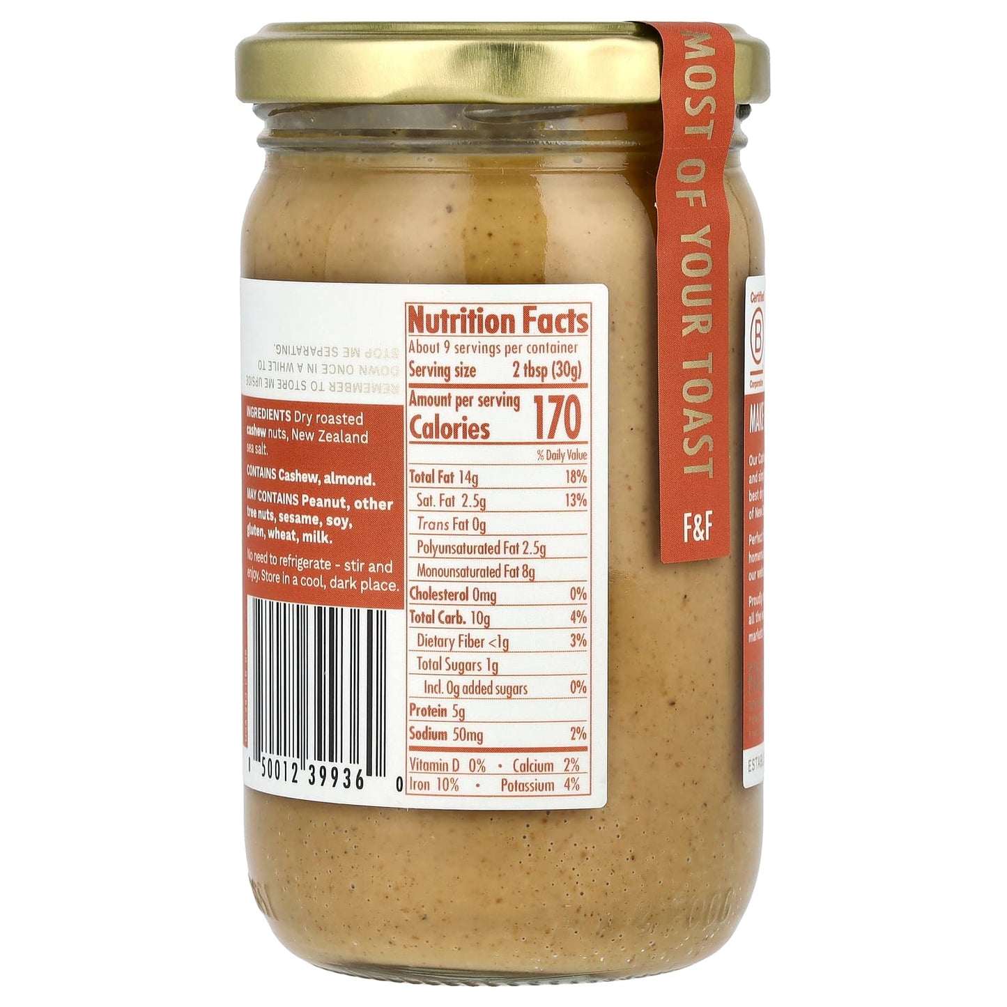 Fix & Fogg, Cashew Butter, Creamy, 10 oz (283 g)