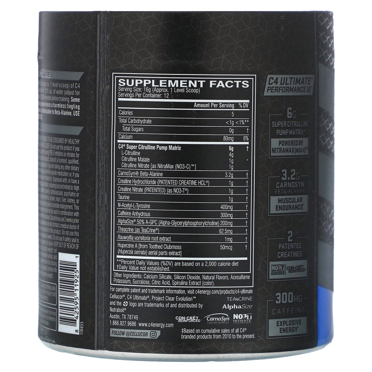 Cellucor, C4 Ultimate, Pre-Workout Performance, Icy Blue Razz, 6.77 oz (192 g)