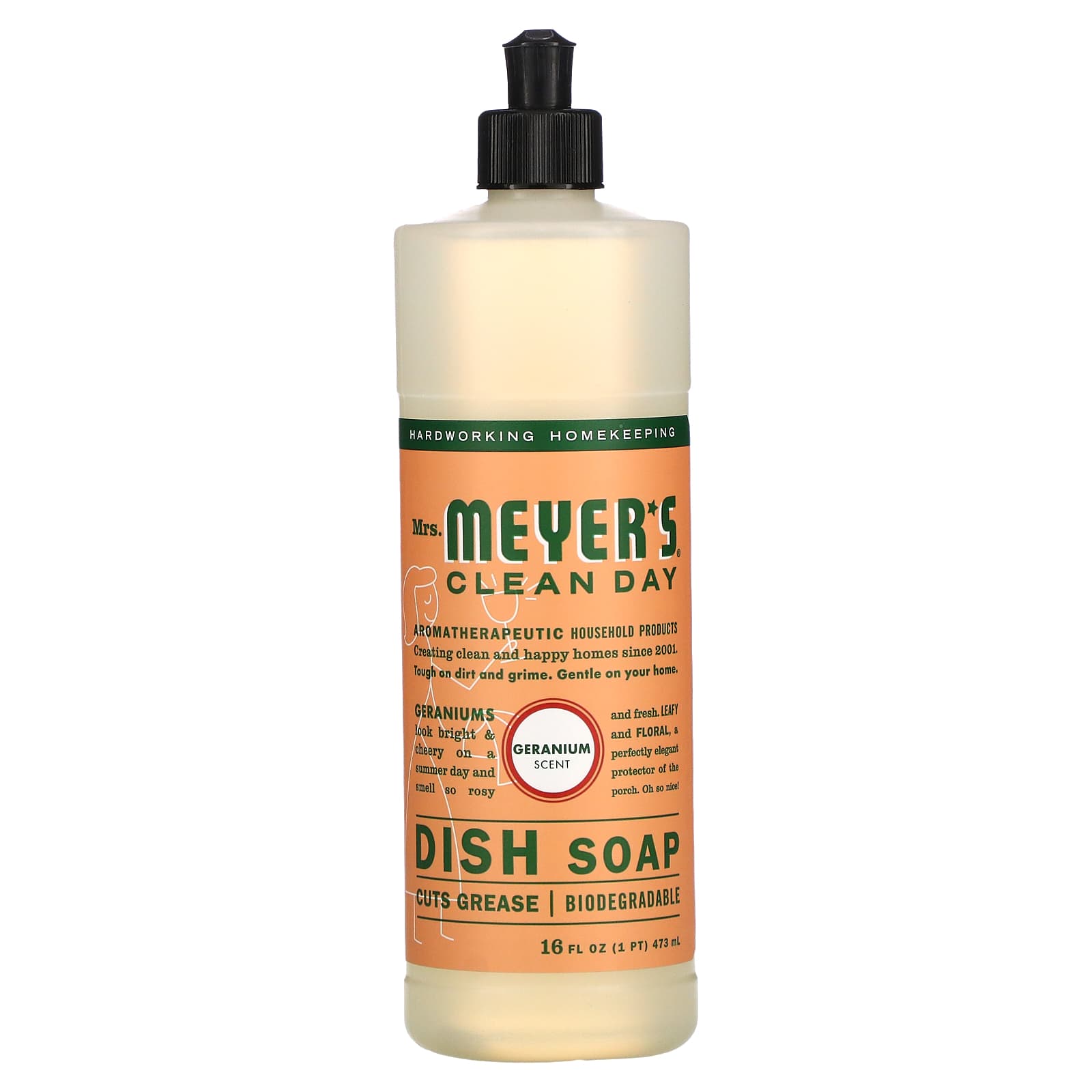 Mrs. Meyers Clean Day-Dish Soap-Geranium-16 fl oz (473 ml)