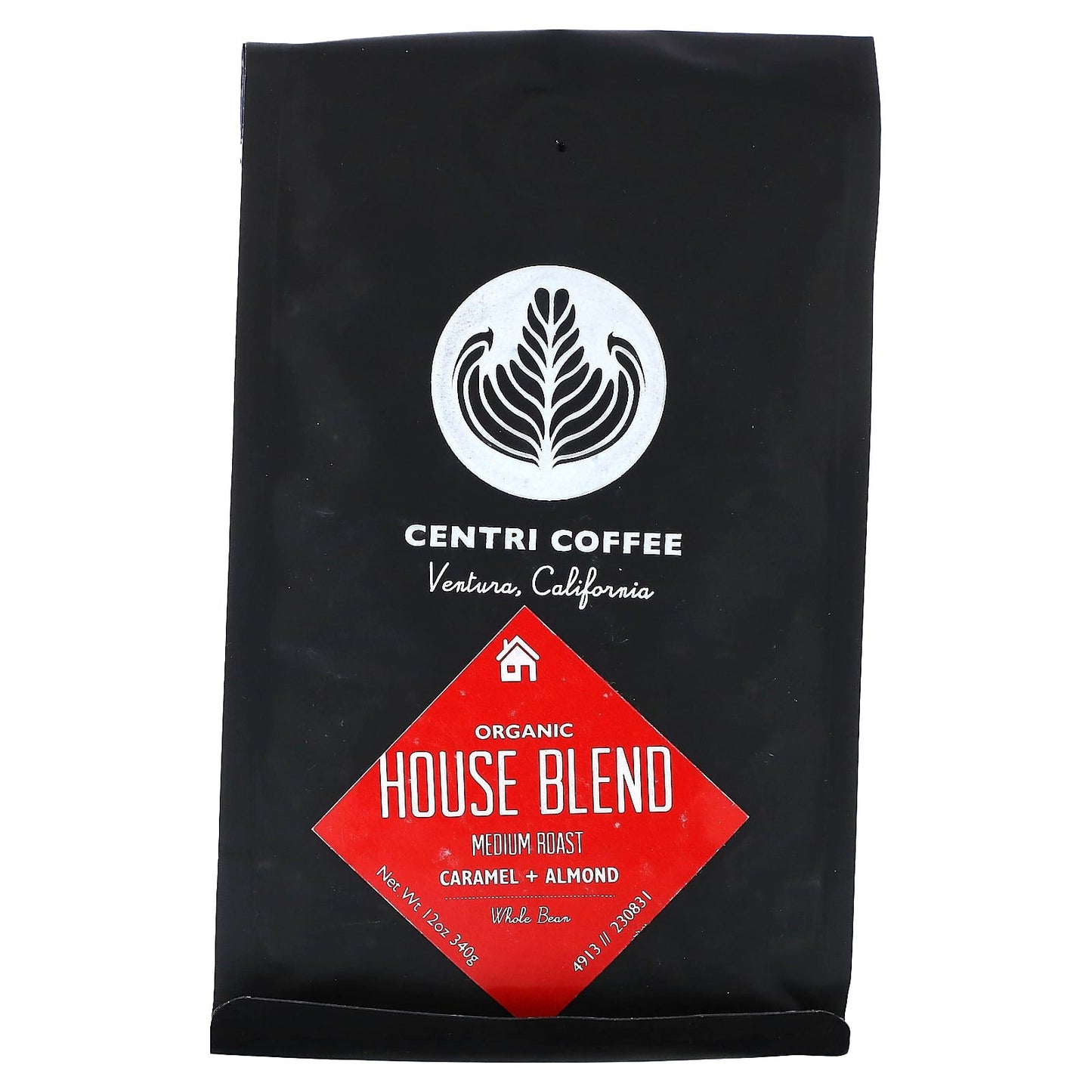 Cafe Altura-Centri Coffee-Organic House Blend-Caramel + Almond-Whole Bean-Medium Roast-12 oz (340 g)