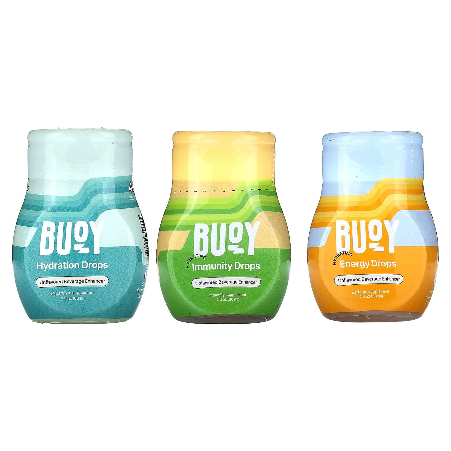 Buoy Hydration-Drops Daily Wellness Bundle-Unflavored-3 Pack-2 fl oz (60 ml) Each