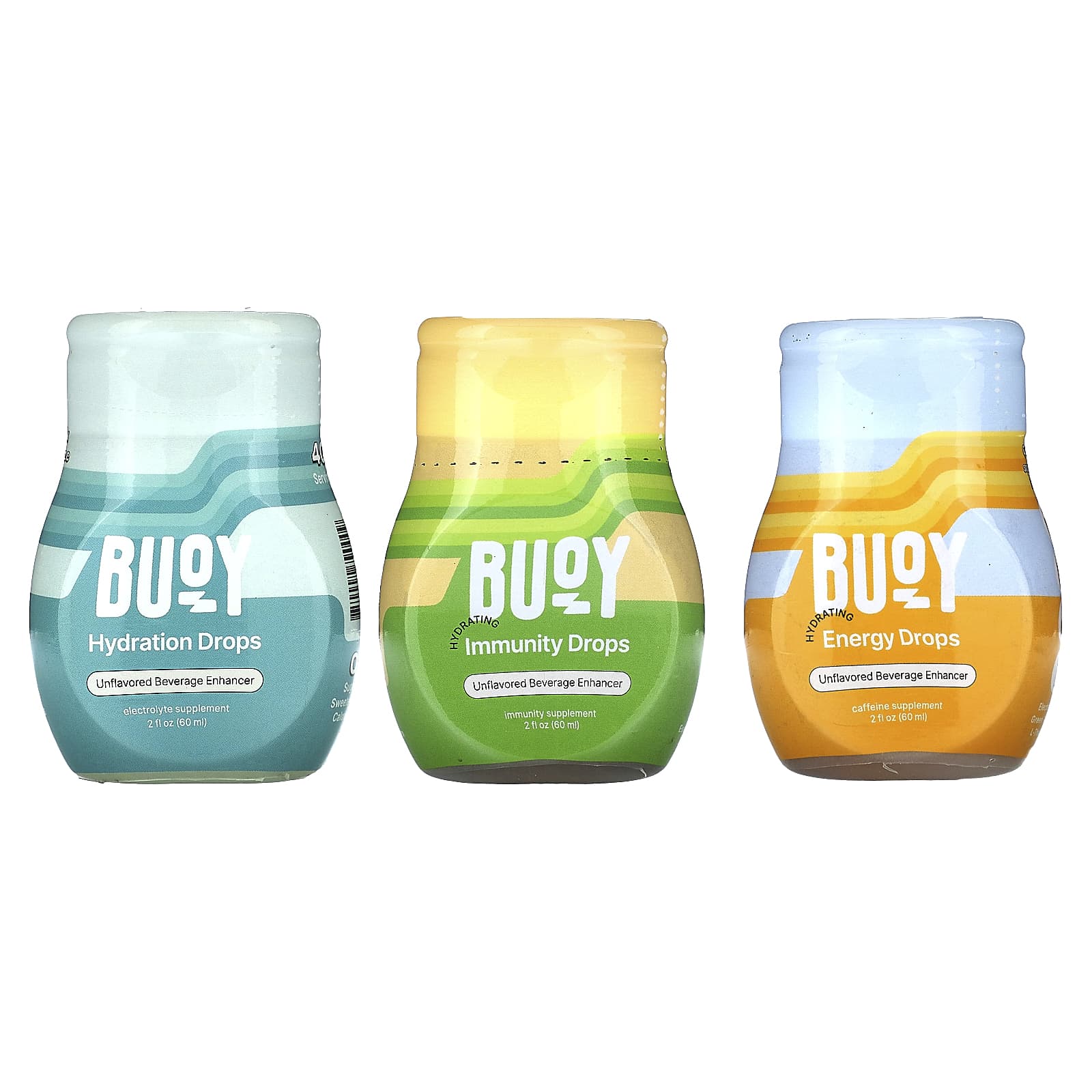 Buoy Hydration-Drops Daily Wellness Bundle-Unflavored-3 Pack-2 fl oz (60 ml) Each