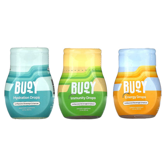 Buoy Hydration-Drops Daily Wellness Bundle-Unflavored-3 Pack-2 fl oz (60 ml) Each