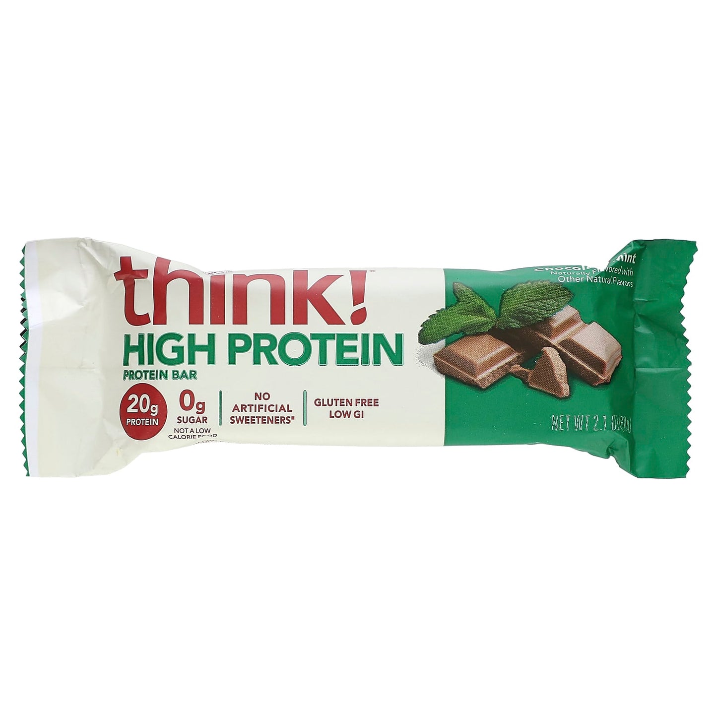 Think !, High Protein Bars, Chocolate Mint, 5 Bars, 2.1 oz (60 g) Each