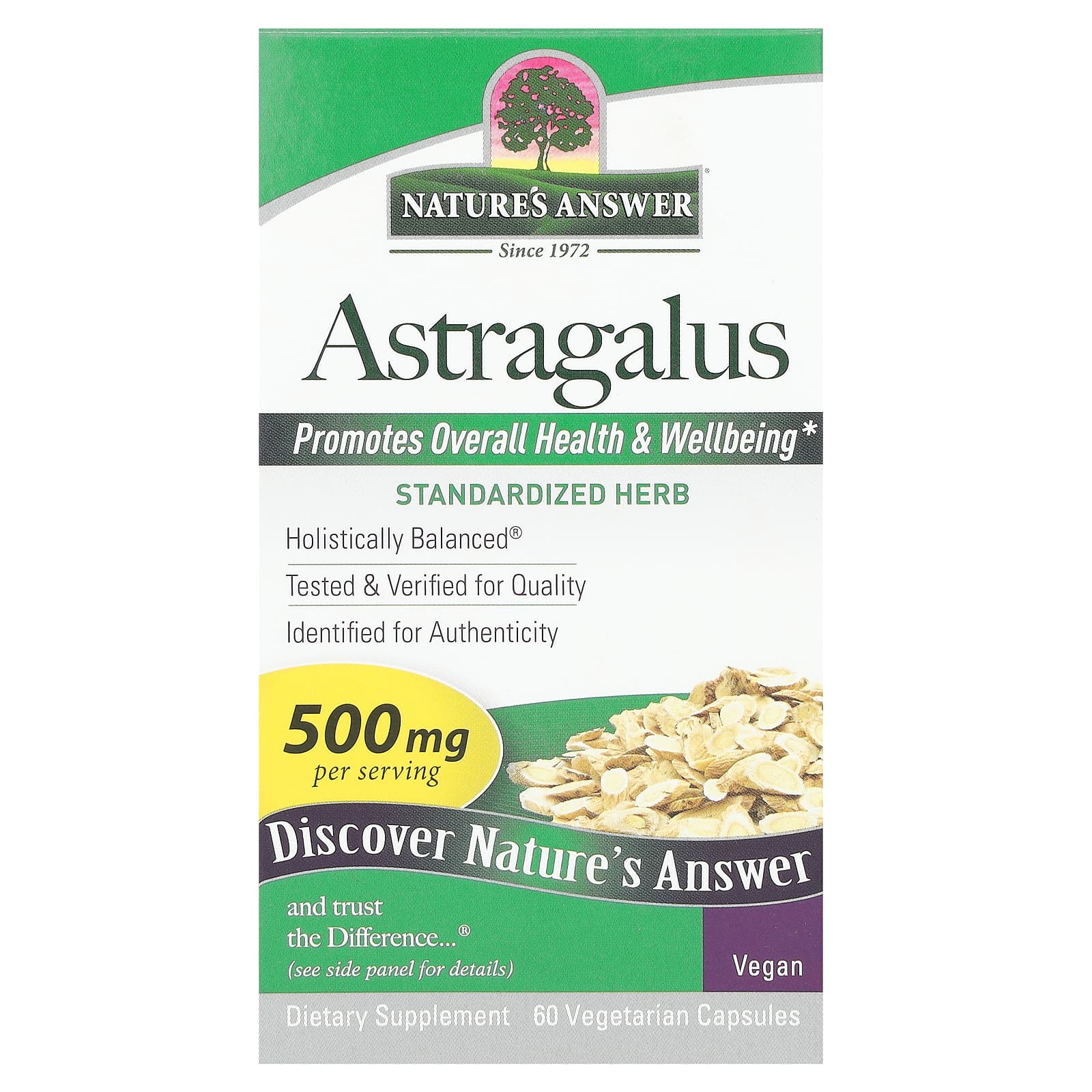 Nature's Answer-Astragalus-500 mg-60 Vegetarian Capsules