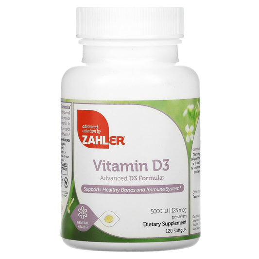 Zahler-Vitamin D3-Advanced D3 Formula-125 mcg (5,000 IU)-120 Softgels