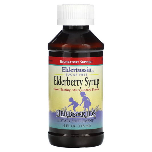 Herbs for Kids-Elderberry Syrup-Cherry-Berry-Sugar Free-4 fl oz (118 ml)