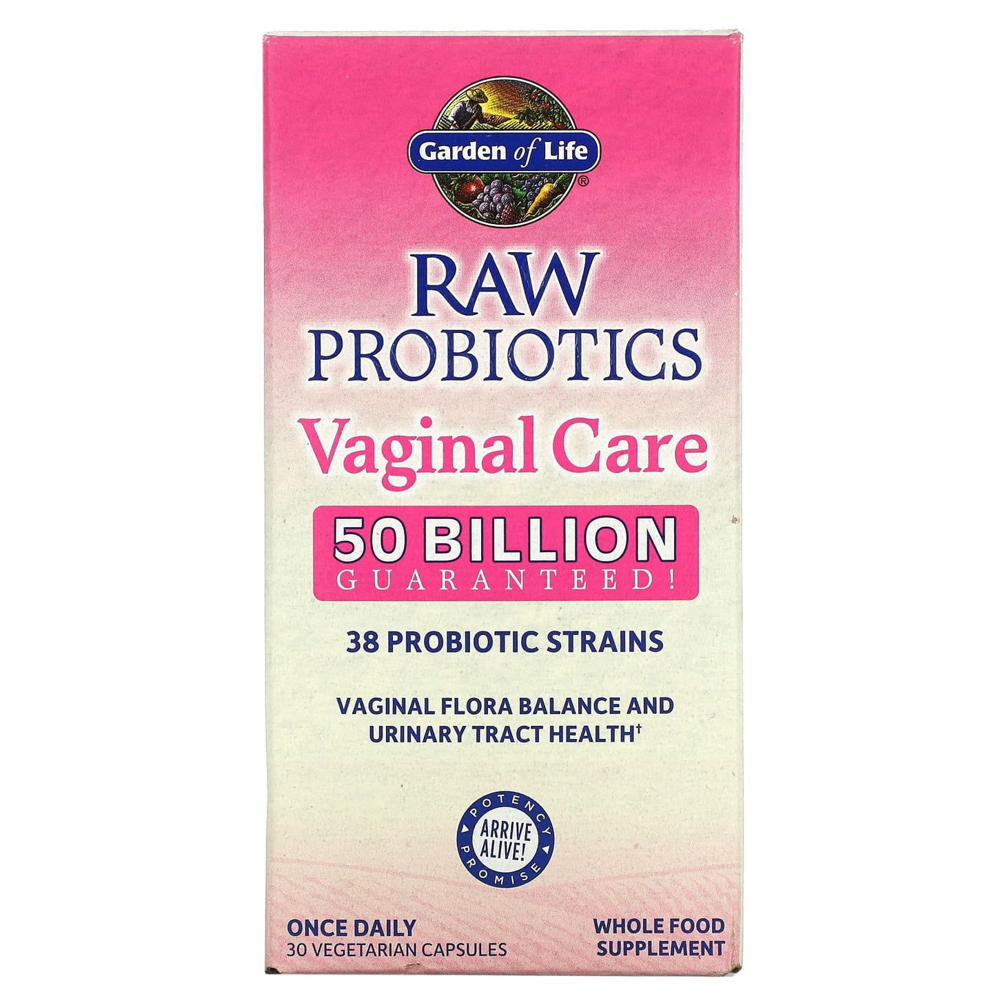 Garden of Life-RAW Probiotics-Vaginal Care-50 Billion-30 Vegetarian Capsules