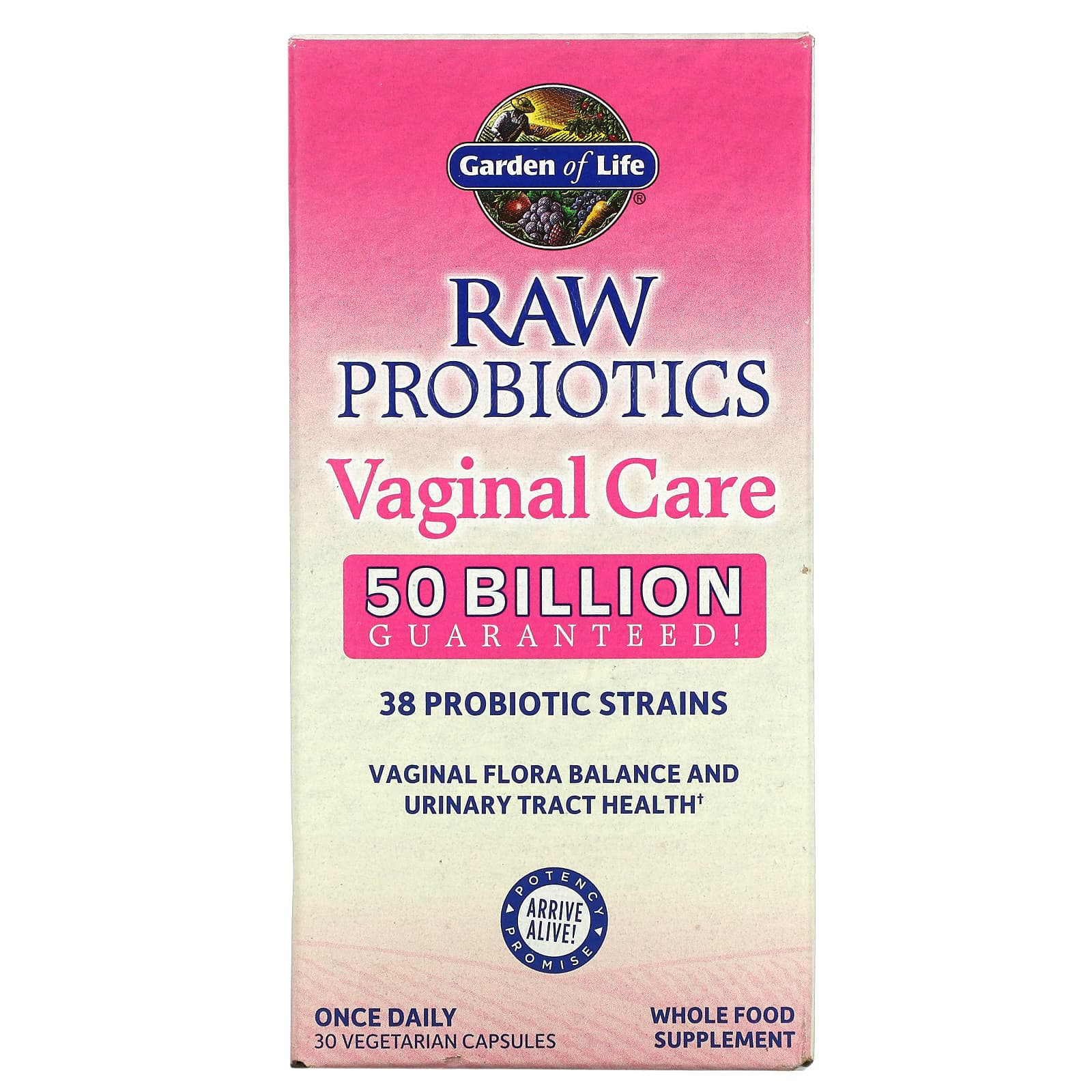 Garden of Life-RAW Probiotics-Vaginal Care-50 Billion-30 Vegetarian Capsules