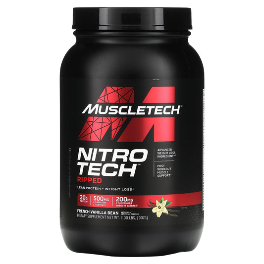 MuscleTech-Nitro Tech Ripped-Lean Protein + Weight Loss-French Vanilla Bean-2 lbs (907 g)