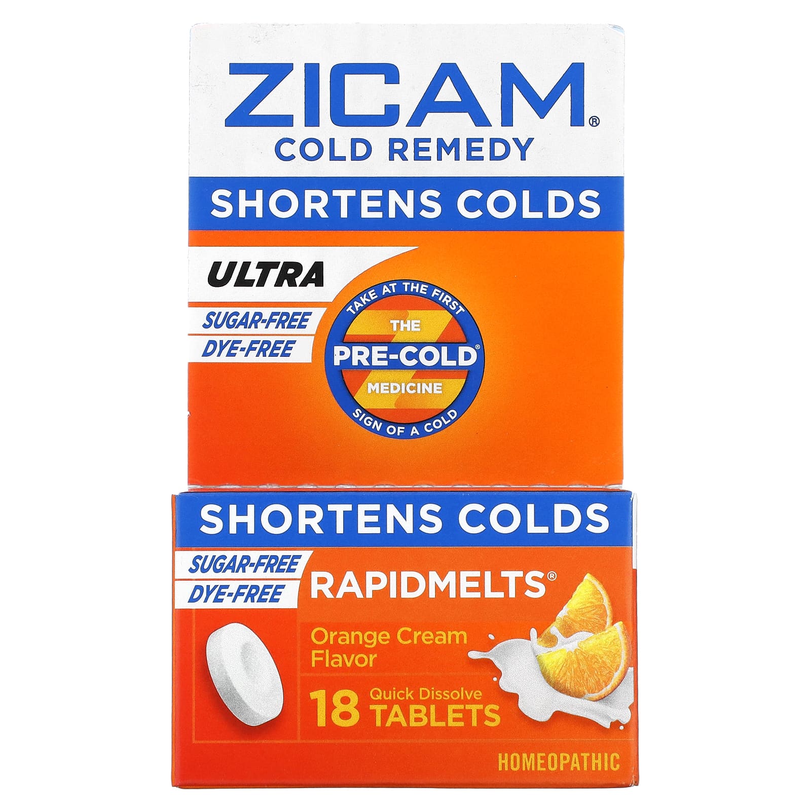 Zicam-Ultra Cold Remedy-RapidMelts-Orange Cream-18 Quick Dissolve Tablets