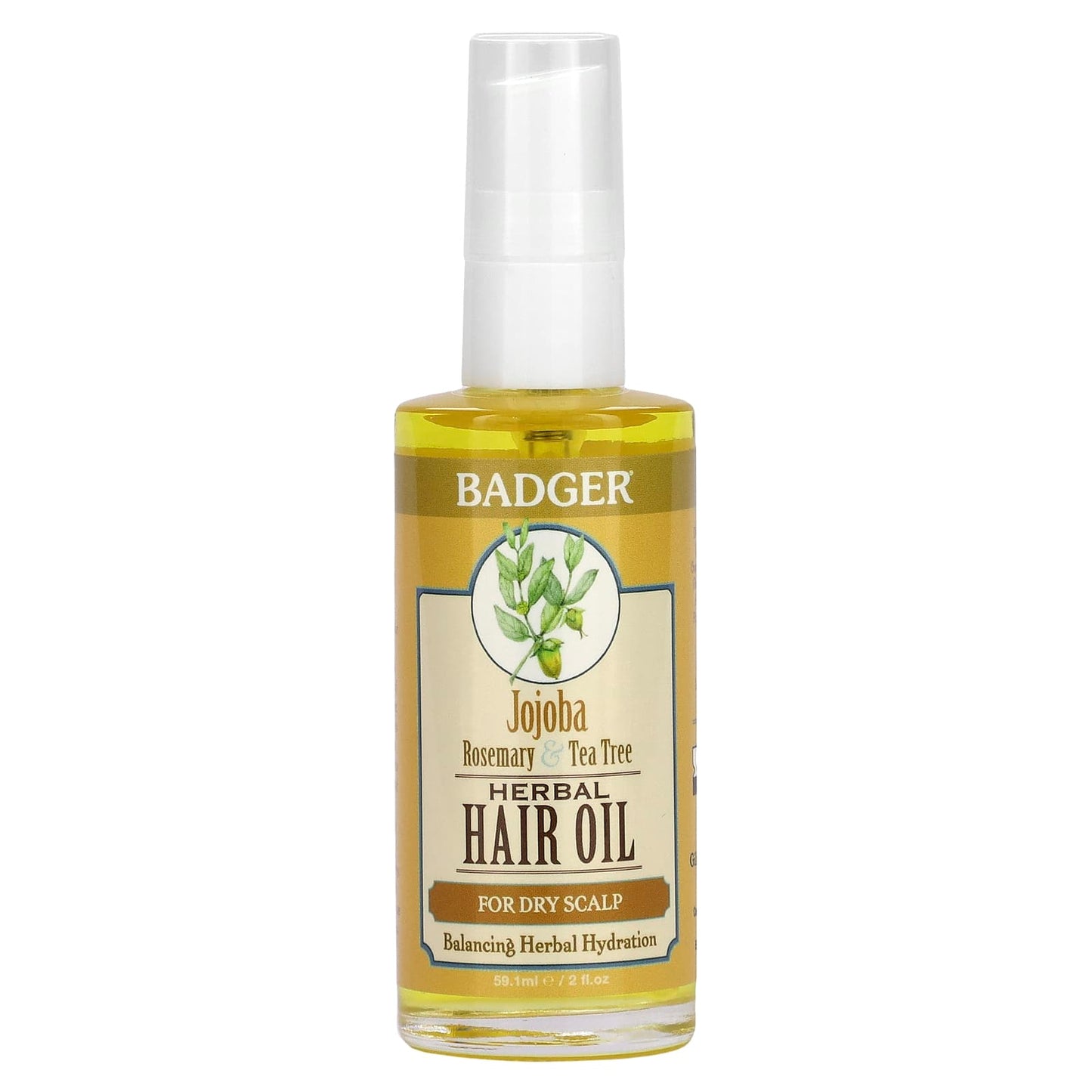 Badger Company-Herbal Hair Oil-Jojoba Rosemary & Tea Tree-2 fl oz (59.1 ml)