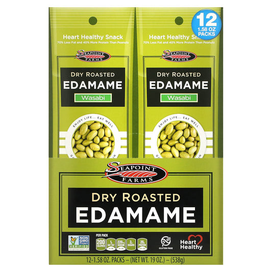 Seapoint Farms-Dry Roasted Edamame-Wasabi-12 Packs-1.58 oz (45 g) Each