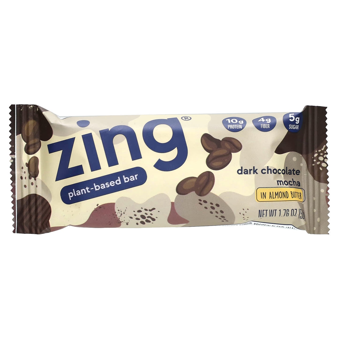 Zing Bars, Plant-Based Bar, Dark Chocolate Mocha In Almond Butter, 12 Bars, 1.76 oz (50 g) Each