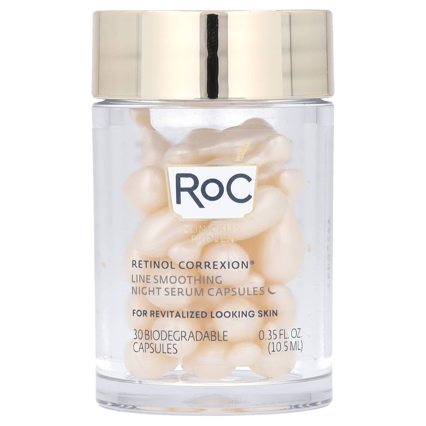 RoC-Retinol Correxion-Line Smoothing Night Serum Capsules-30 Biodegradable Capsules-0.35 fl oz (10.5 ml)