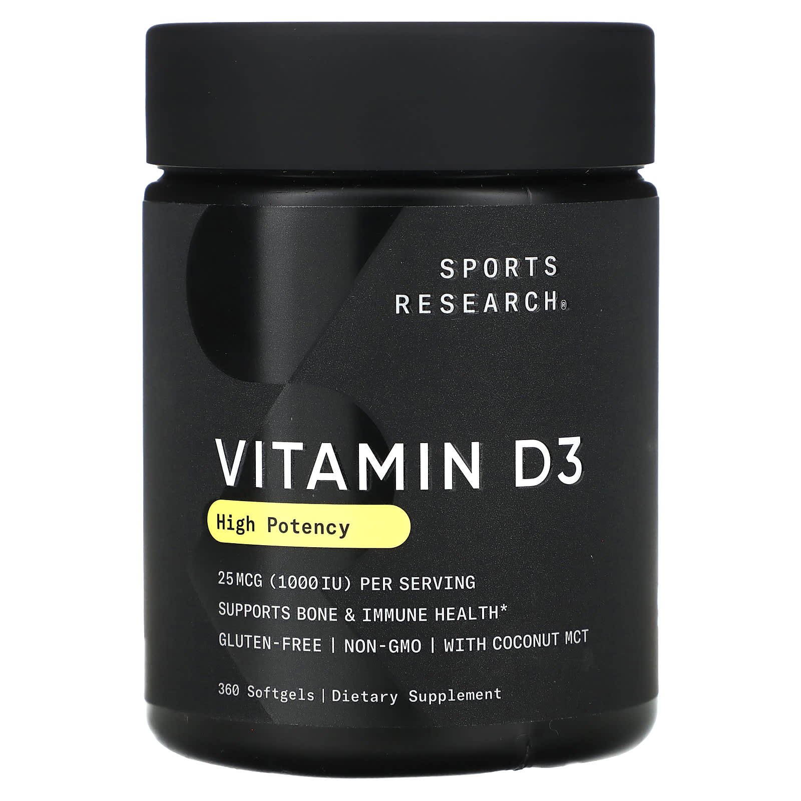 Sports Research-Vitamin D3-High Potency-25 mcg (1,000 IU)-360 Softgels