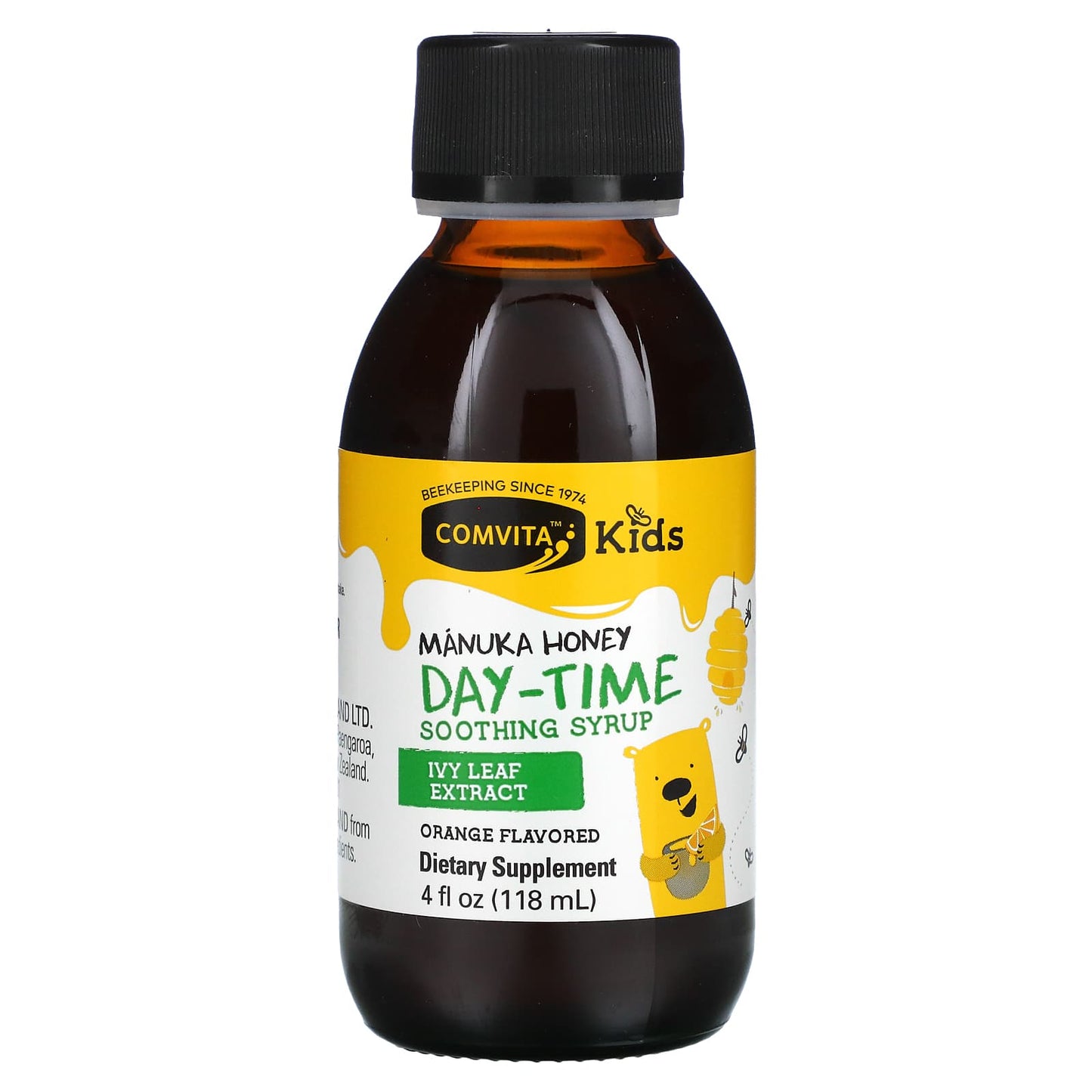 Comvita, Kids, Manuka Honey Day-Time Soothing Syrup, Orange, 4 fl oz (118 ml)