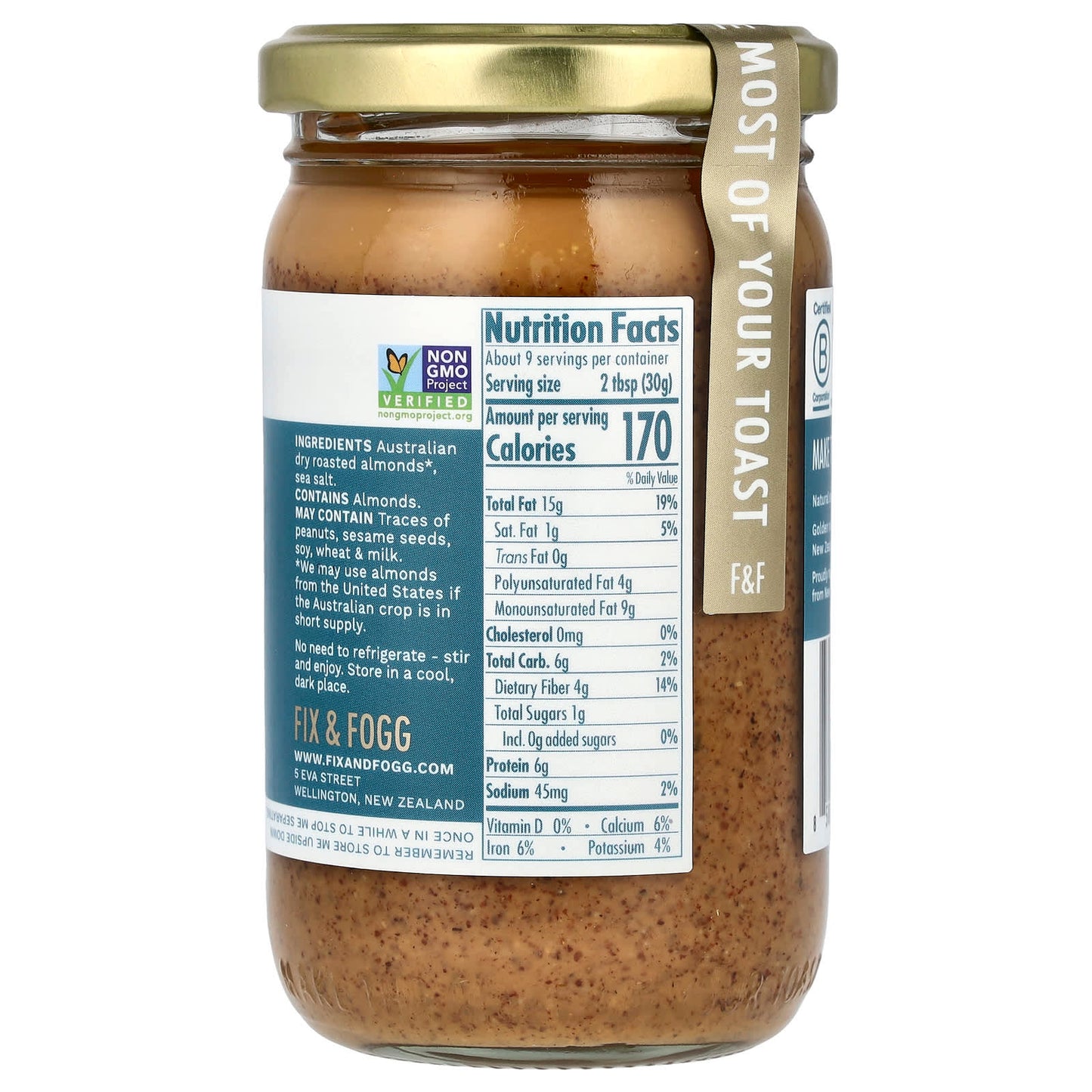 Fix & Fogg, Almond Butter, Smooth, 10 oz (283 g)