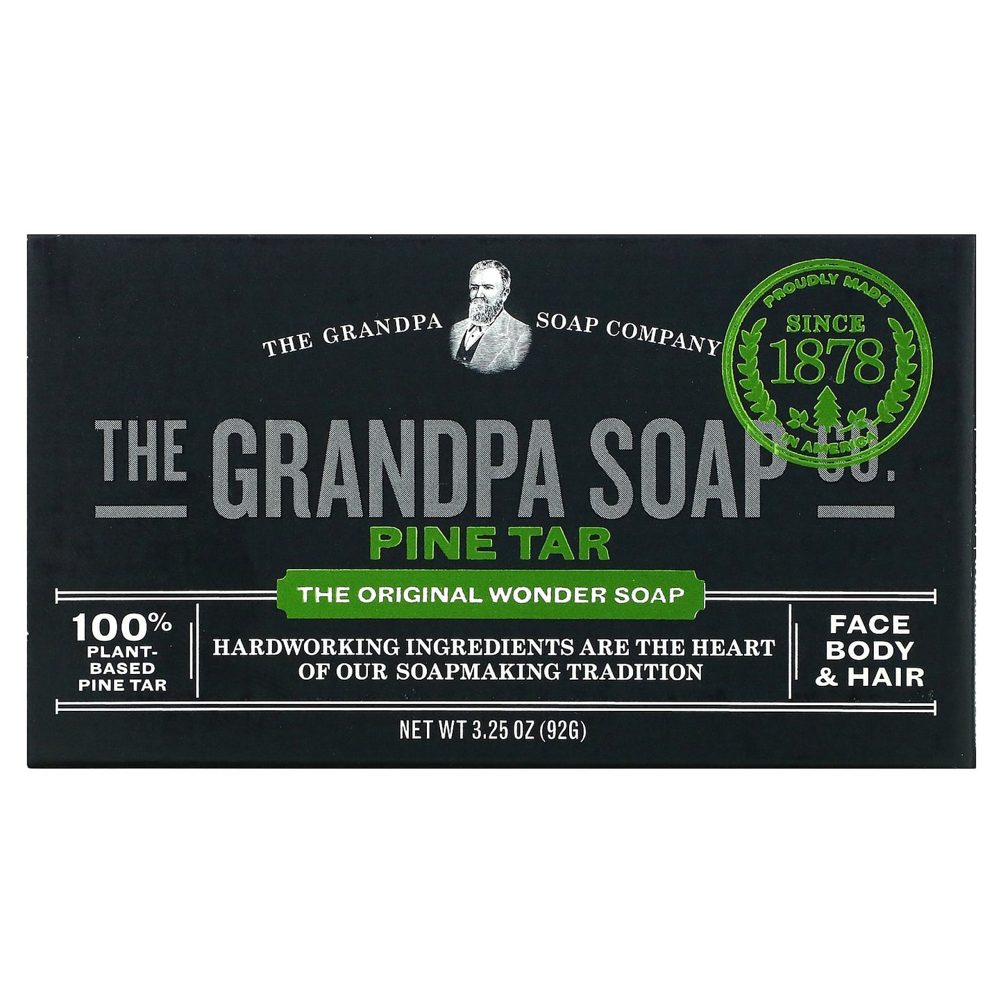 The Grandpa Soap Co.-Face Body & Hair Bar Soap-Pine Tar-3.25 oz (92 g)