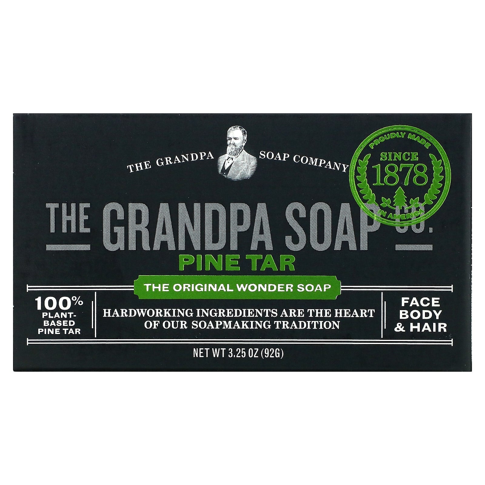 The Grandpa Soap Co.-Face Body & Hair Bar Soap-Pine Tar-3.25 oz (92 g)