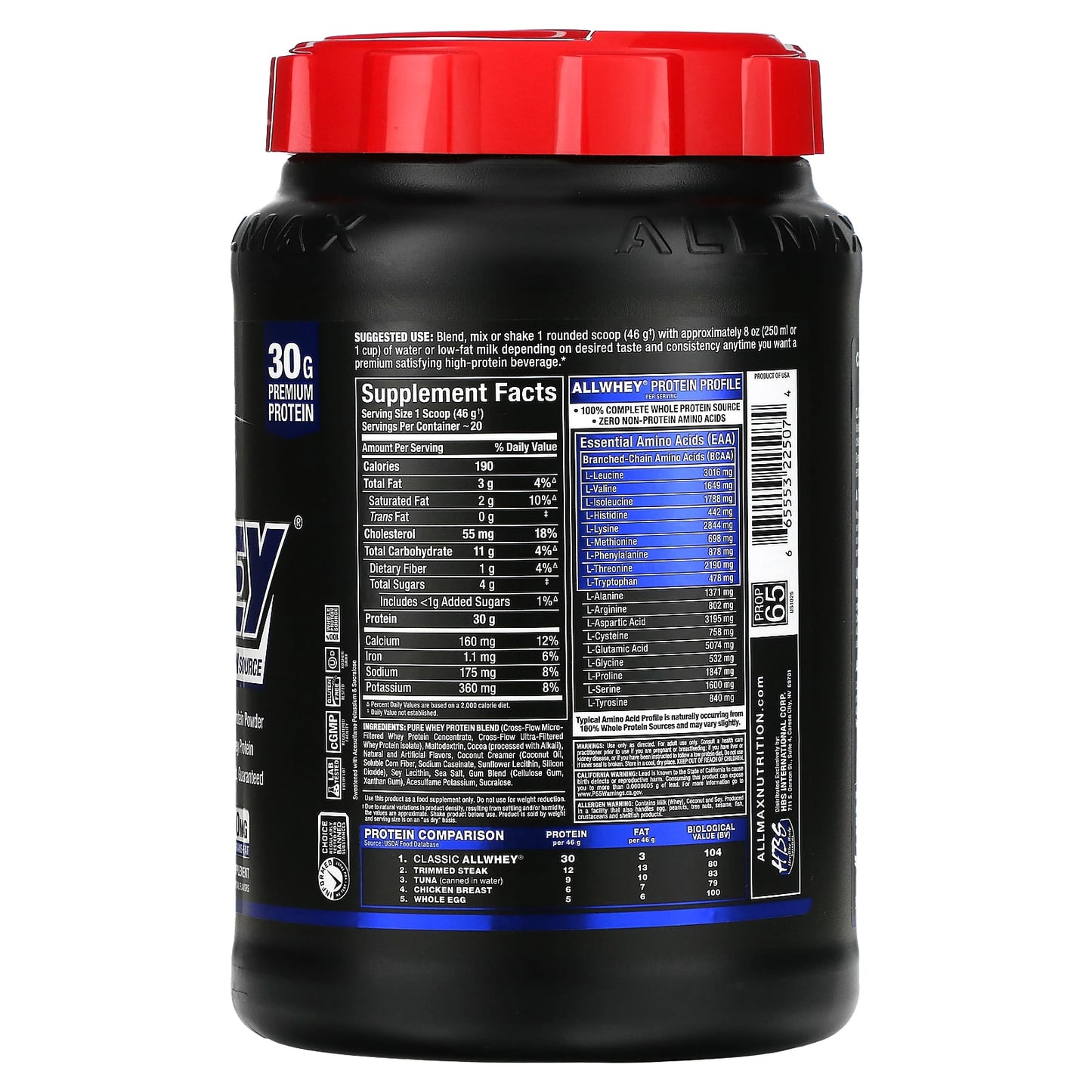 ALLMAX, Classic AllWhey, 100% Whey Protein, Chocolate, 2 lbs (907 g)