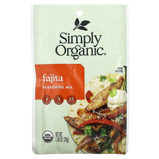 Simply Organic-Fajita Seasoning Mix-12 Packets-1 oz (28 g) Each