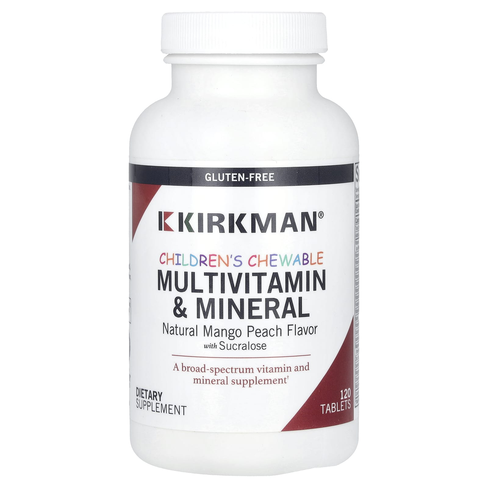 Kirkman Labs-Children's Chewable Multivitamin & Mineral-Natural Mango Peach-120 Tablets