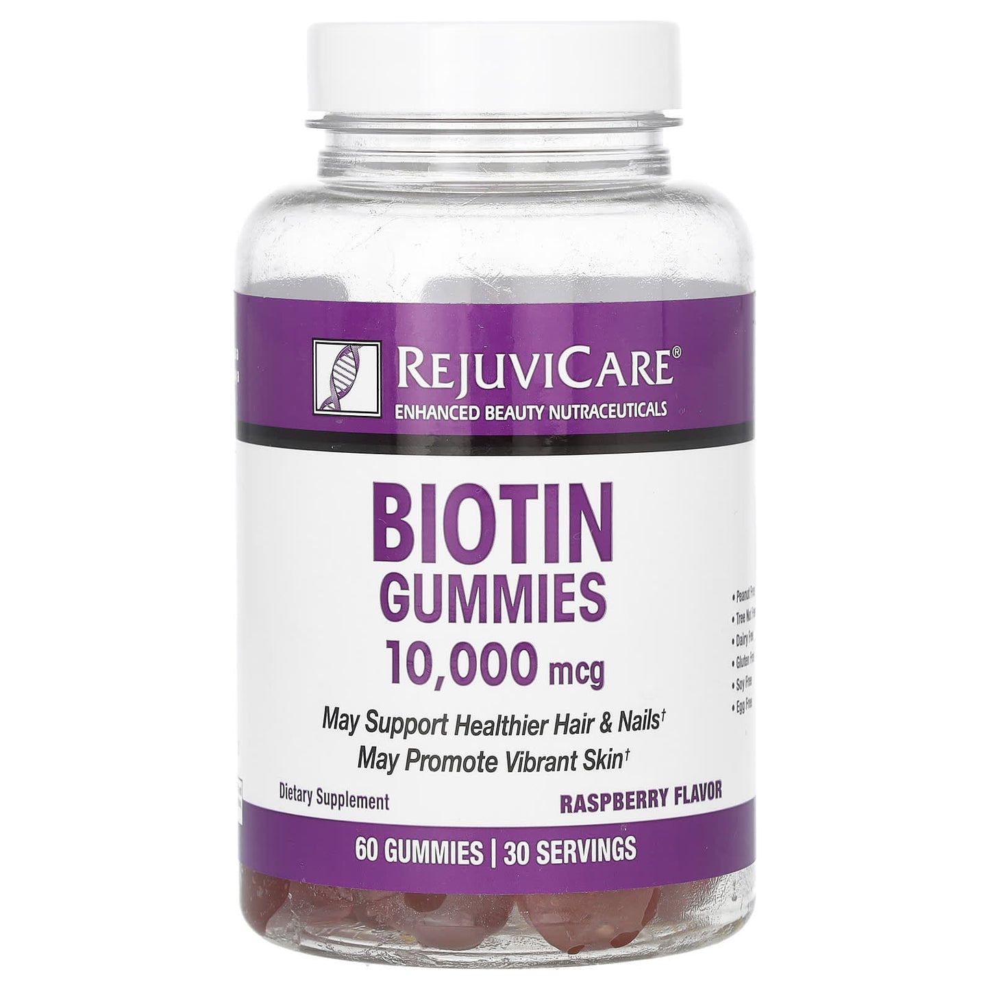 Rejuvicare-Biotin Gummies-Raspberry-10,000 mcg-60 Gummies (5,000 mcg per Gummy)