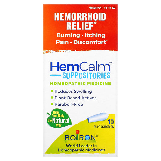 Boiron-HemCalm Suppositories-Hemorrhoid Relief-10 Suppositories