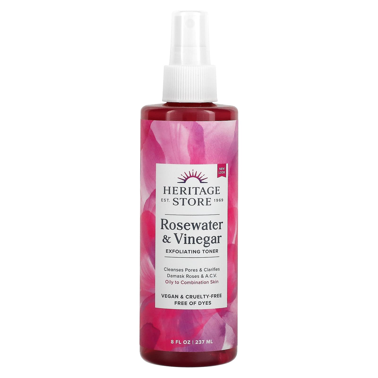 Heritage Store-Rosewater & Vinegar-Exfoliating Toner-8 fl oz (237 ml)