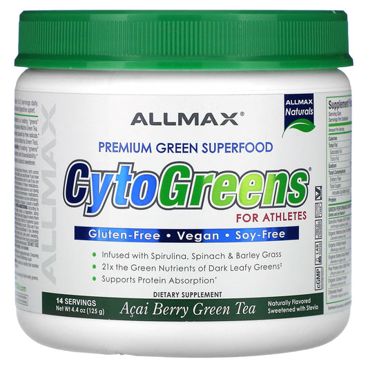 ALLMAX-CytoGreens For Athletes-Acai Berry Green Tea-4.4 oz (125 g)