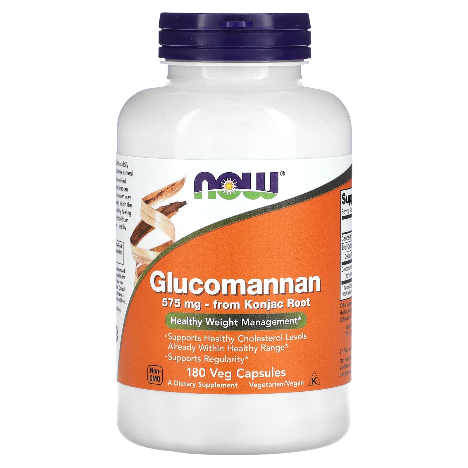 NOW Foods-Glucomannan-575 mg-180 Veg Capsules