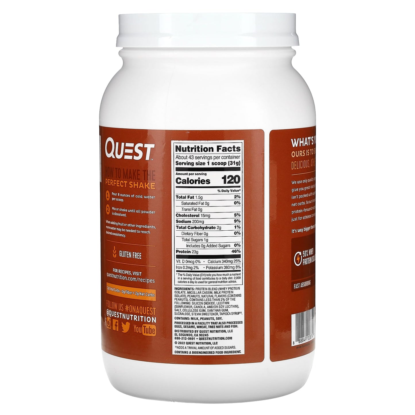 Quest Nutrition, Protein Powder, Peanut Butter, 3 lbs (1.36 kg)