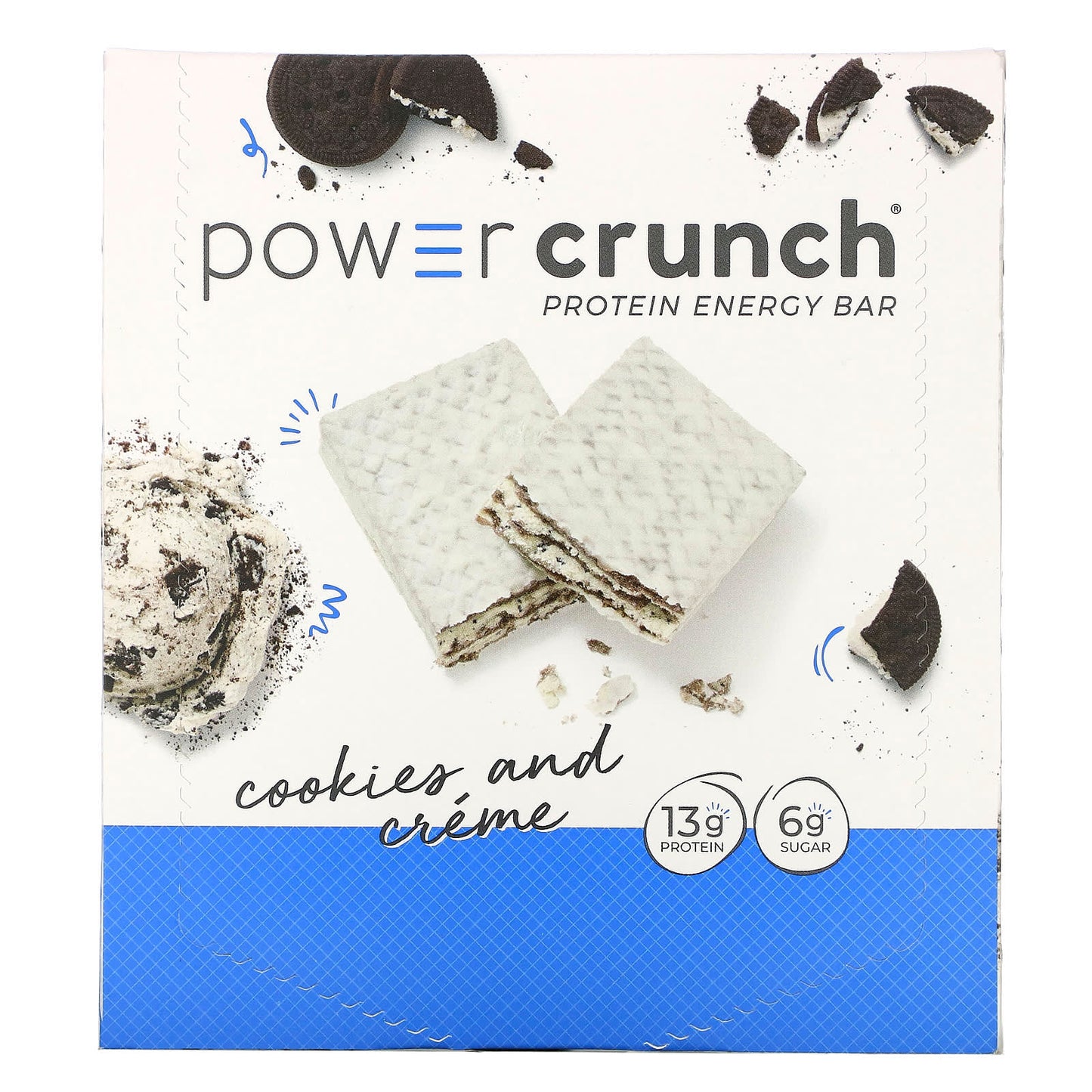 BNRG-Power Crunch Protein Energy Bar-Cookies and Crème-12 Bars-1.4 oz (40 g) Each