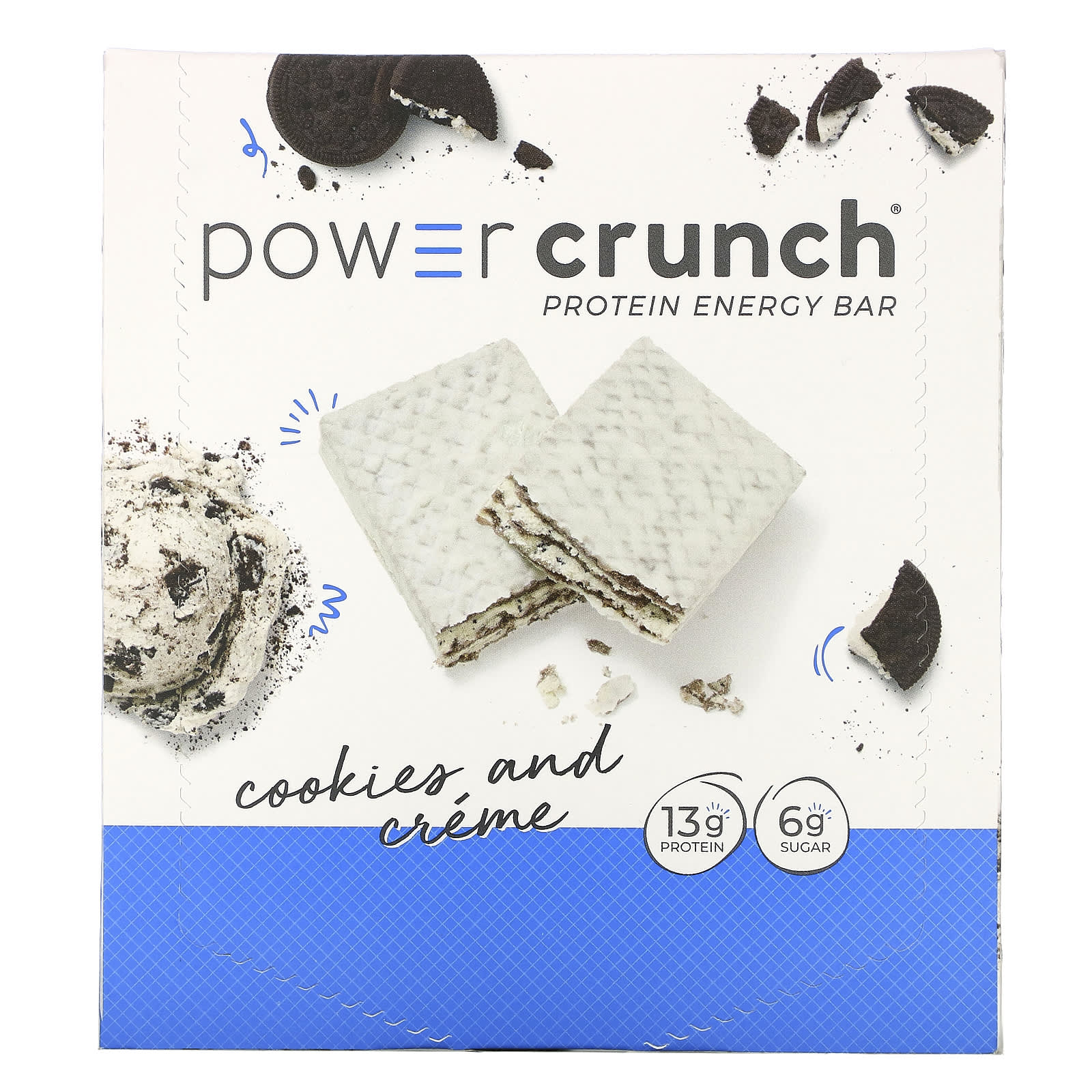 BNRG-Power Crunch Protein Energy Bar-Cookies and Crème-12 Bars-1.4 oz (40 g) Each