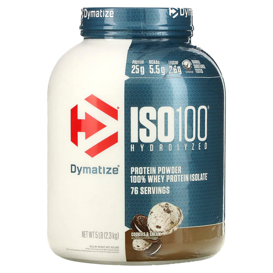 Dymatize-ISO100 Hydrolyzed-100% Whey Protein Isolate-Cookies & Cream-5 lb (2.3 kg)