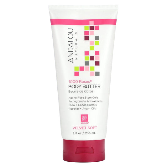 Andalou Naturals-Body Butter-Velvet Soft-1000 Roses-8 fl oz (236 ml)