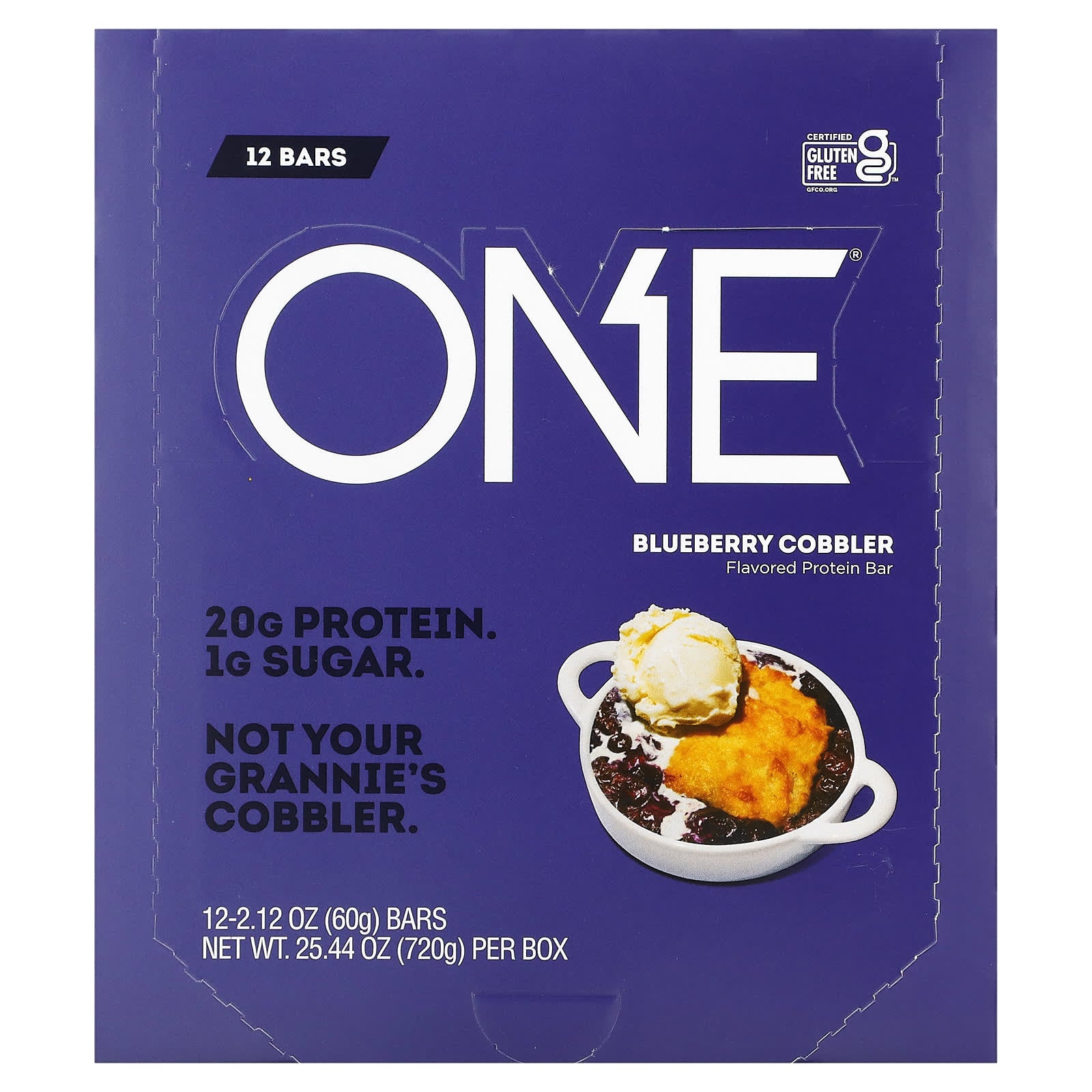 One Brands-ONE Bar-Blueberry Cobbler-12 Bars-2.12 oz (60 g) Each