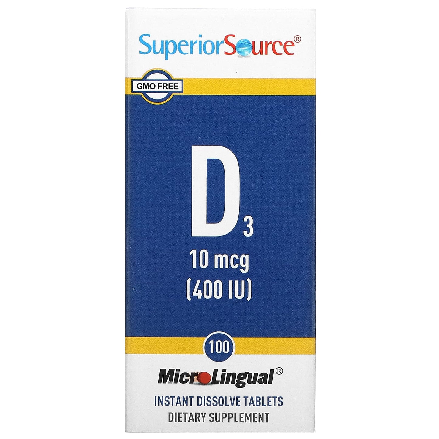 Superior Source-D3-10 mcg (400 IU)-100 MicroLingual Instant Dissolve Tablets