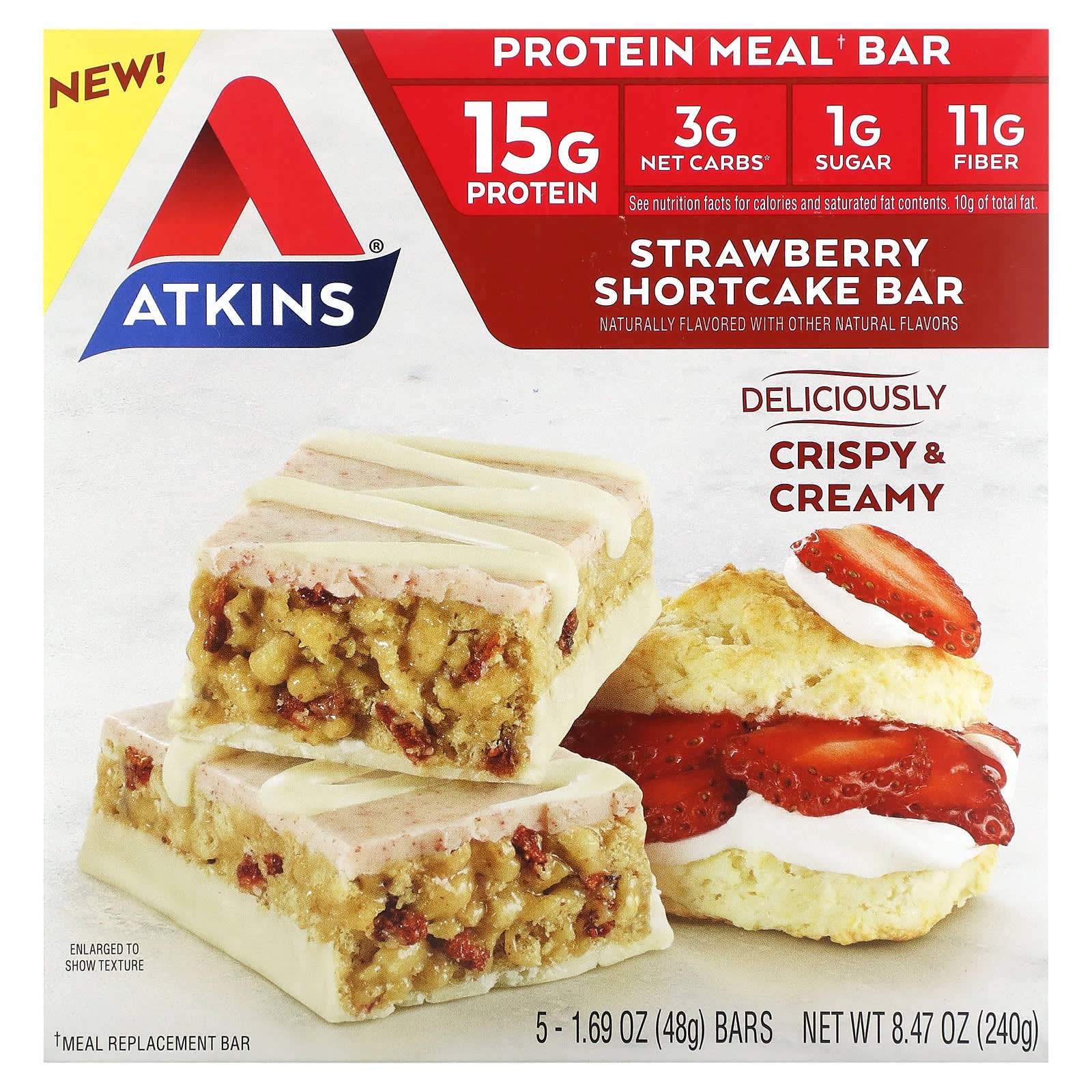 Atkins-Protein Meal Bar-Strawberry Shortcake-5 Bars-1.69 oz (48 g) Each