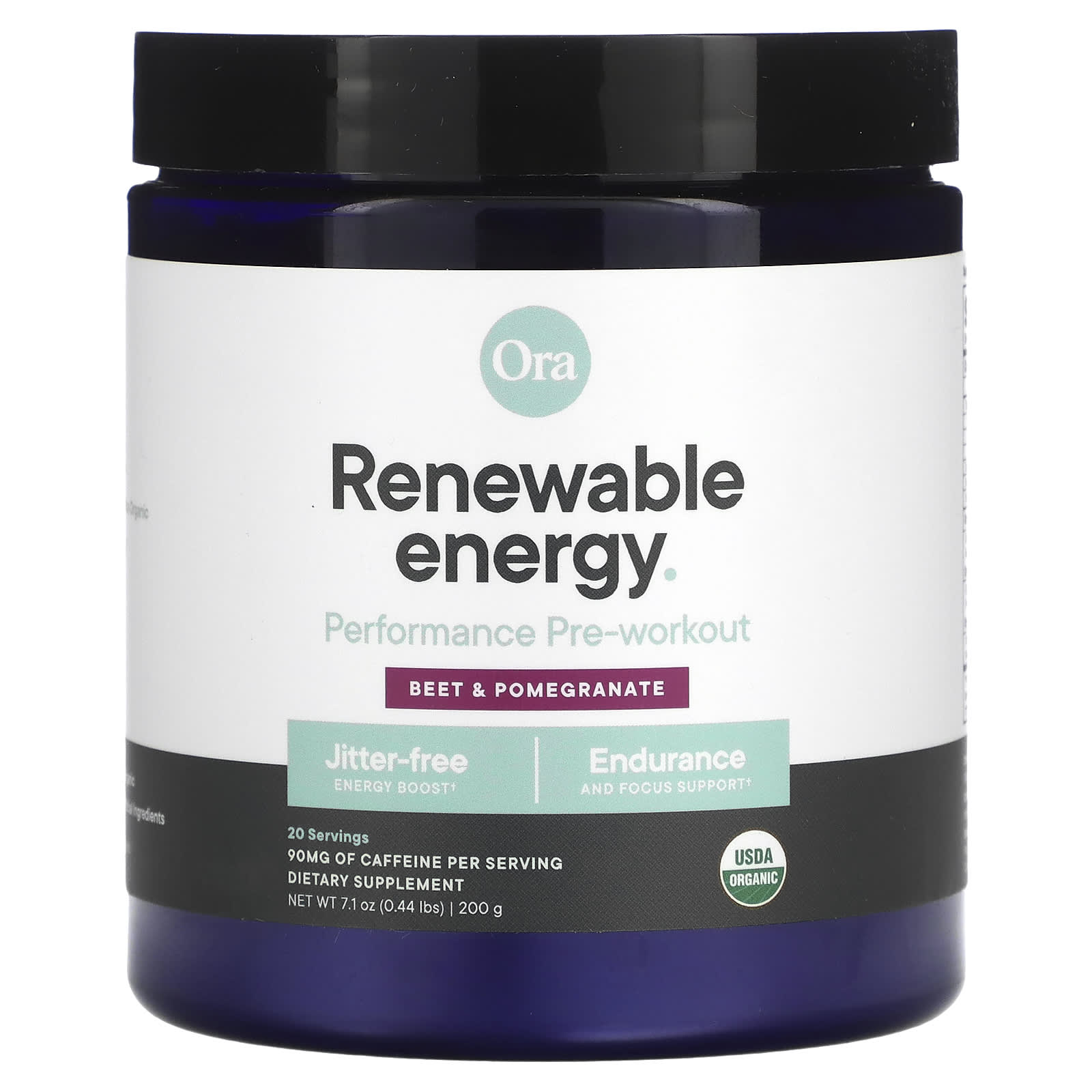 Ora-Renewable Energy-Performance Pre-Workout-Beet & Pomegranate-0.44 lb (200 g)