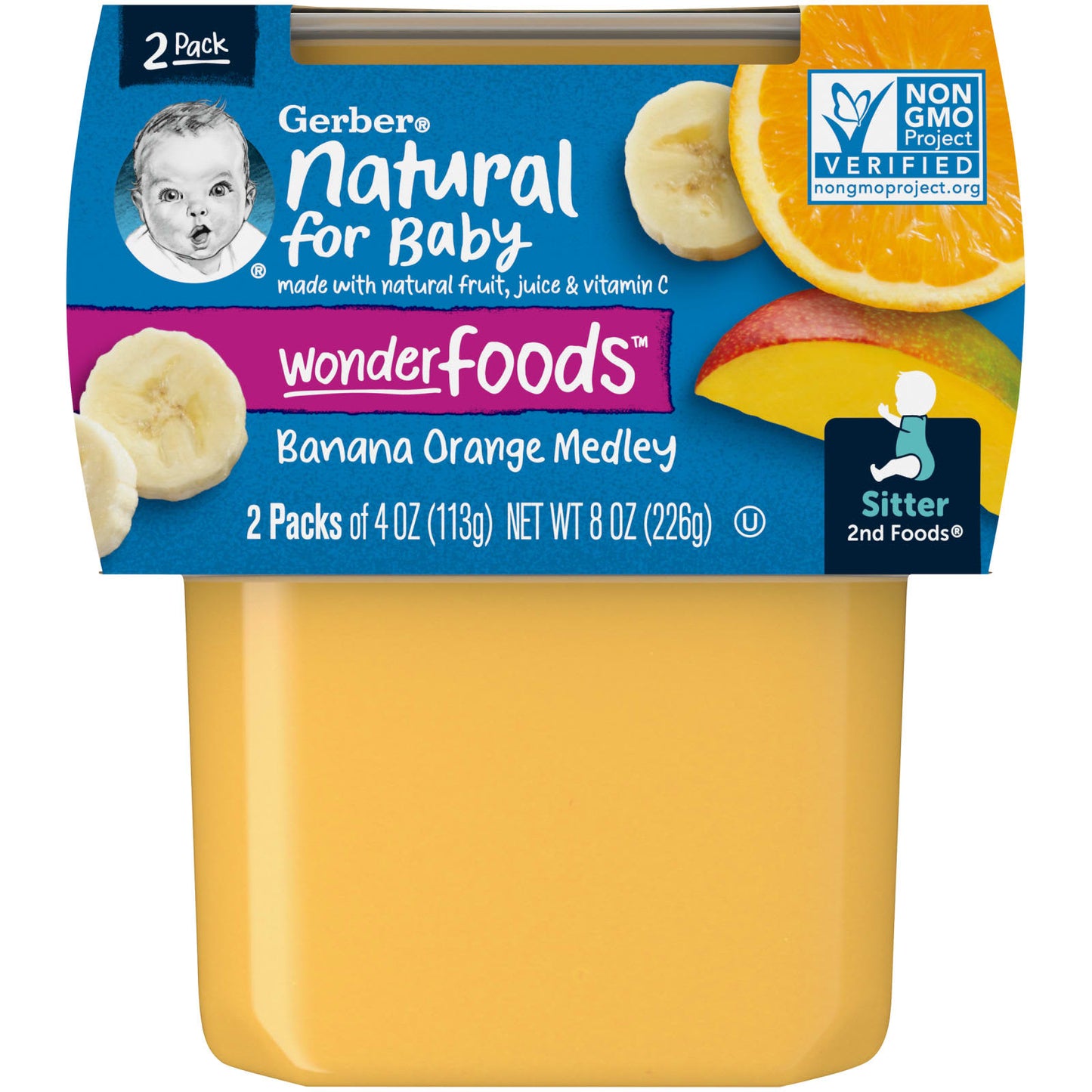 Gerber-Natural for Baby-Wonder Foods-2nd Foods-Banana Orange Medley-2 Pack-4 oz (113 g) Each