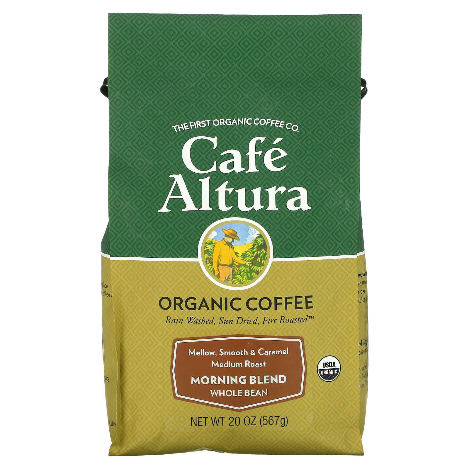 Cafe Altura-Organic Coffee-Morning Blend-Whole Bean-Medium Roast-20 oz (567 g)