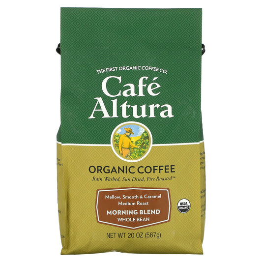 Cafe Altura-Organic Coffee-Morning Blend-Whole Bean-Medium Roast-20 oz (567 g)