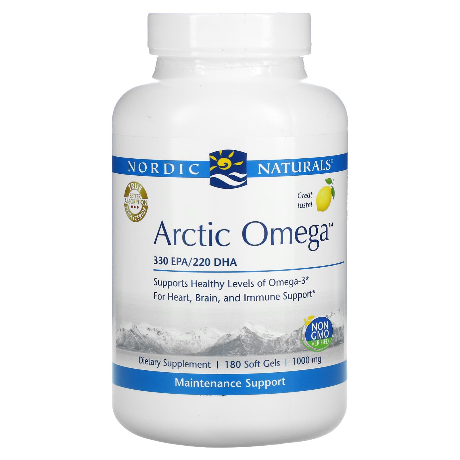 Nordic Naturals-Arctic Omega-Lemon-1,000 mg-180 Soft Gels