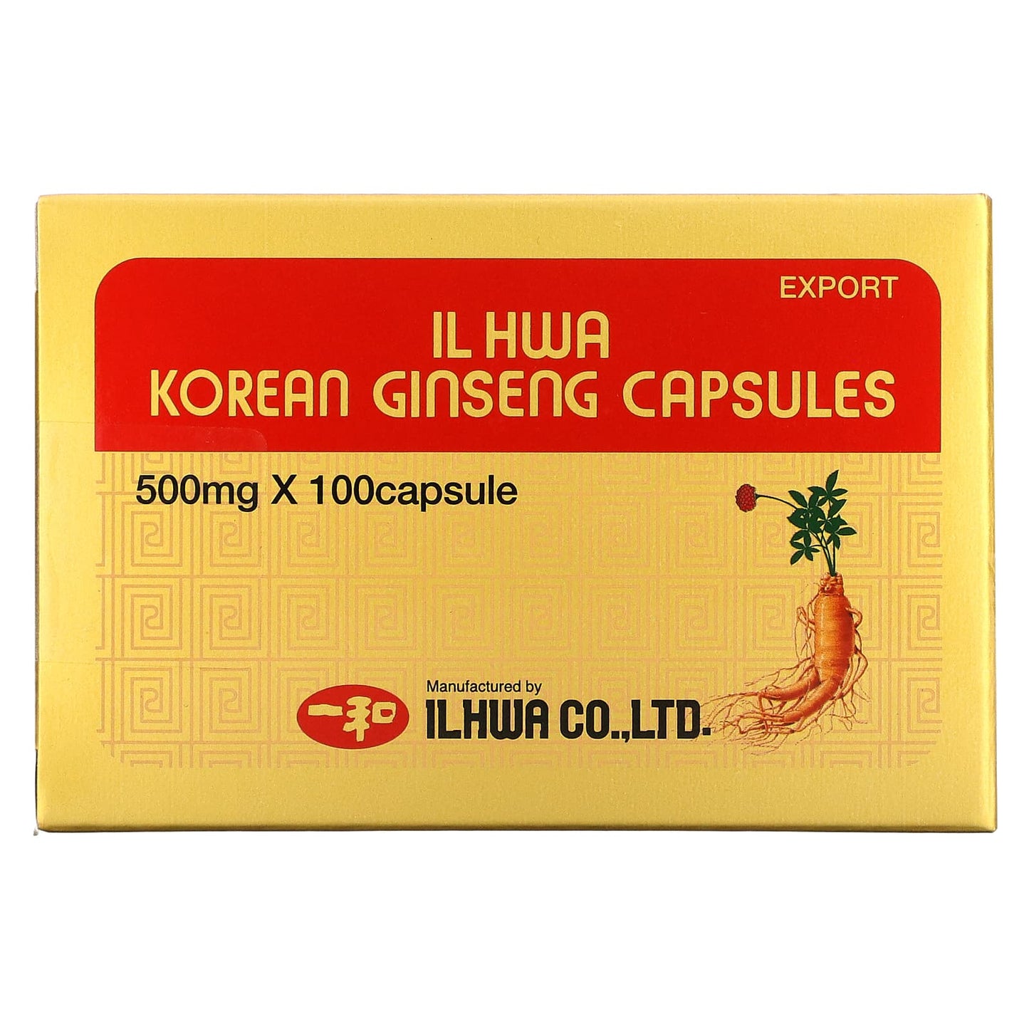 Ilhwa, Korean Ginseng Capsules, 500 mg, 100 Capsules