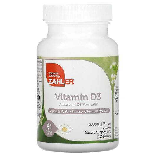 Zahler-Vitamin D3-Advanced D3 Formula-75 mcg (3,000 IU) -250 Softgels